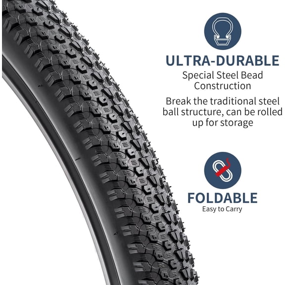 YUNSCM 2 PCS 26" Mountain Bike Tires 26 x 2.0/50-559 Compatible with 26x1.95 26x2.0 26x2.10 Bike Bicycle Tires (Y-1274)