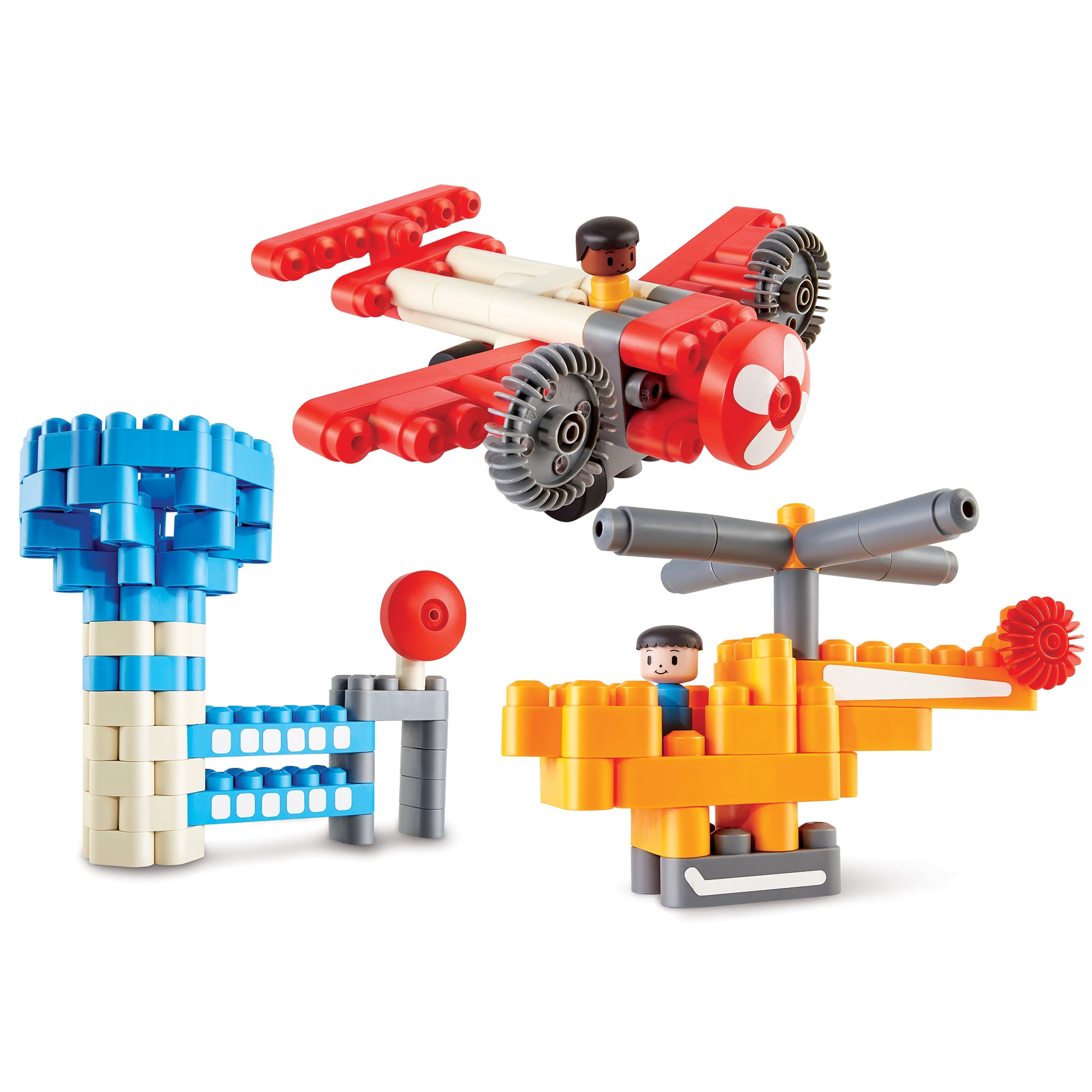 Hape: PolyM: City Airport - 142pc Building Blocks Toy Set w/ Figurines, Build & Play, Open Play & Inspiration Card, Toddlers & Kids Ages 2+