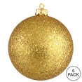 thumbnail image 3 of Vickerman 4" Antique Gold Sequin Ball Ornament, 6 per Bag, 3 of 5