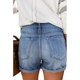 thumbnail image 2 of Pantalones cortos vaqueros rotos de tiro medio para mujer, desgastados, elásticos, talla L, 2 of 3