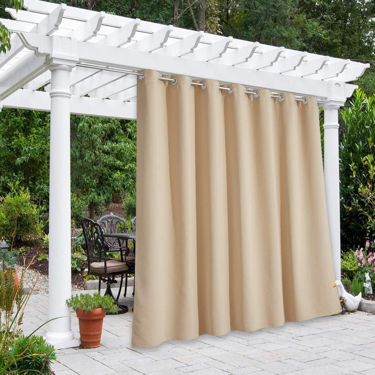 Waterproof Outdoor Blackout Curtain Sun Shades Wide Drape for Patio Pivilion 