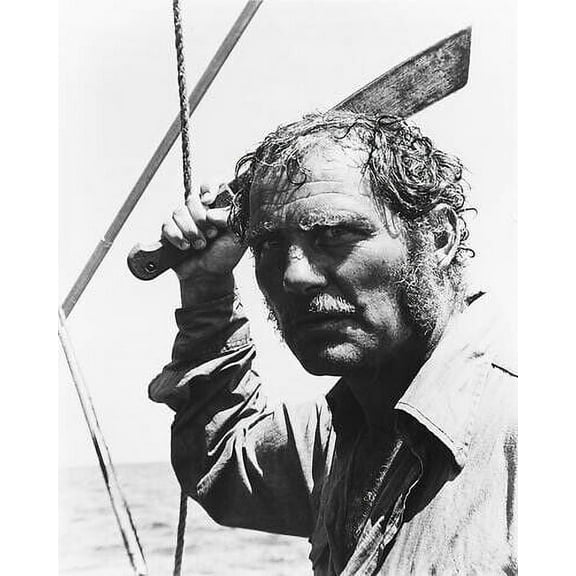 Jaws Robert Shaw as Quint holding machete on Orca 24x36 inch wall art poster