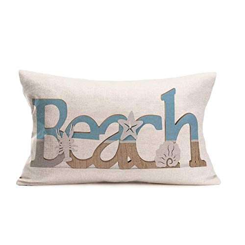 Qinqingo Beach Waist Lumbar Throw Pillow Case Summer Coastal Theme Lobster Starfish Shell