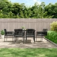thumbnail image 1 of vidaXL 7 Piece Garden Dining Set with Cushions Black Poly Rattan and Steel, 1 of 5