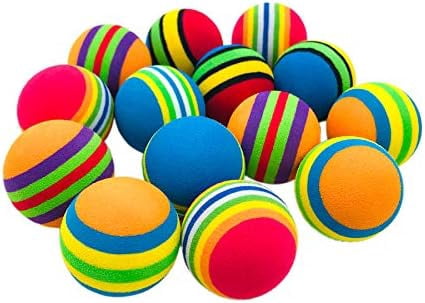 50pcs 1.4" Interactive Cat Toy Balls for Indoor Cats Colorful Rainbow Soft Foam Kitten Toys Ball for Small Dogs Puppies Quiet Playing Stuff 5 Colors