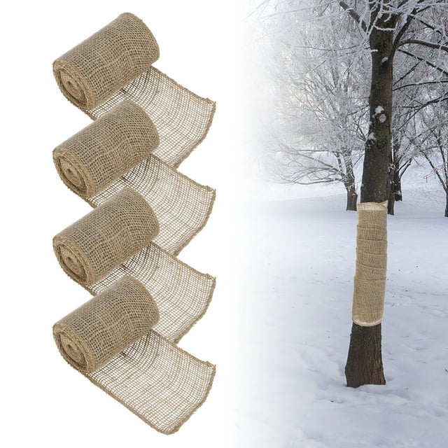 4 Rollos de Envolturas de Yute Natural para Árboles de Invierno 16.4Ftx4.7In Protector de Tronco de Planta
