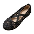 thumbnail image 2 of OKBOP Women's Round Toe Lace Ballet Flats, Sleek Design Slip-On Dress, 2 of 5