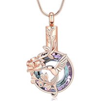 Hummingbird Urn Necklace for Ashes Keepsake Pendant for Women Men Cremation Ashes Jewelry for Loved One