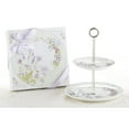 thumbnail image 1 of Delton 11" Porcelain 2-Tier Dessert Stand, Lavender Rose, White, 1 of 1