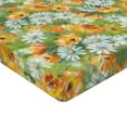 thumbnail image 4 of Ambesonne Spring Flowers Fitted Sheet, Sunny Floral Scene, Queen Size, Marigold Jade Green, 4 of 5