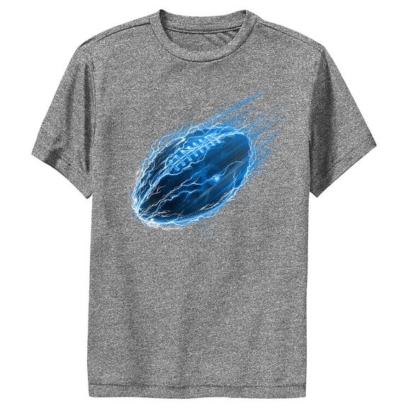 Boy's Lost Gods Electric Blue Football Ball Performance Graphic Tee Charcoal Heather Medium