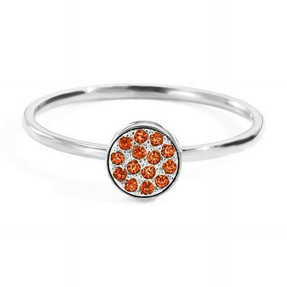 Womens Stainless Steel Ring Inlaid Rhinestones Simple Geometric Design Round Zircon Gemstone Ring