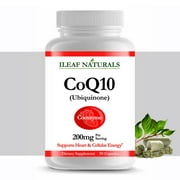 Ileaf Naturals CoQ10 200mg Co-Enzyme Q10 Ubiquinone - 30 Veggie Capsules
