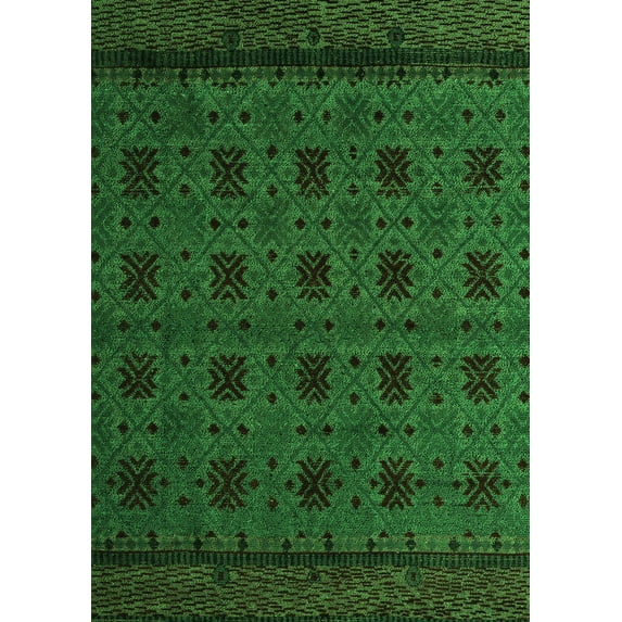 Ahgly Company Indoor Rectangle Abstract Green Modern Area Rugs, 3' x 5'