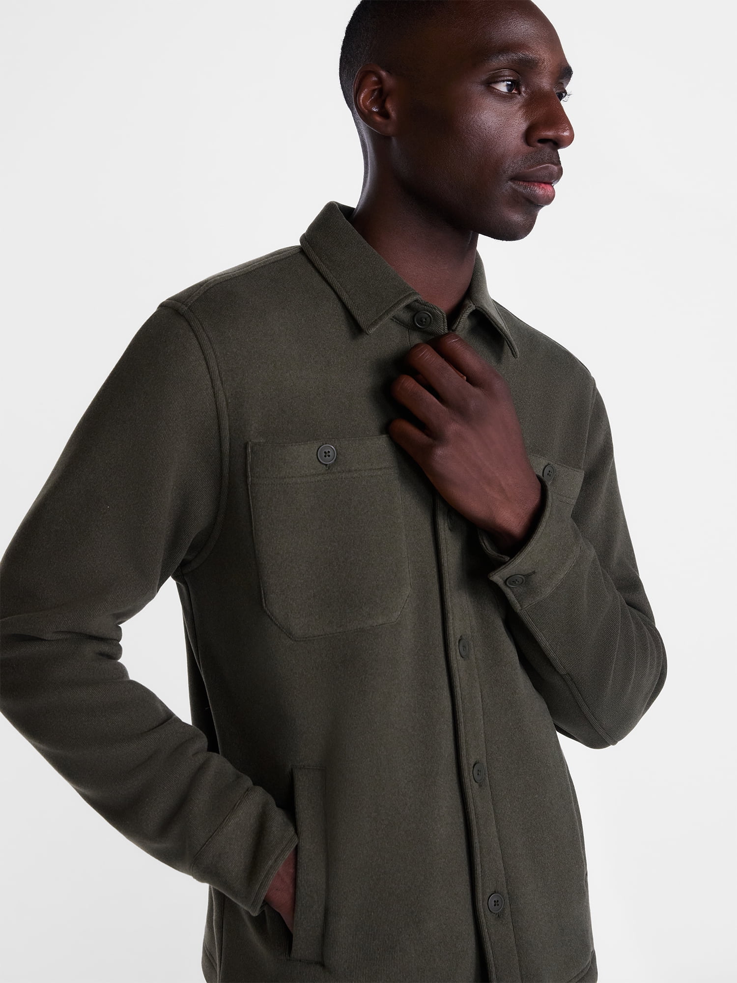 George Men's and Big Men's Fleece Knit Shirt Jacket with Long Sleeves, Sizes S-3XL