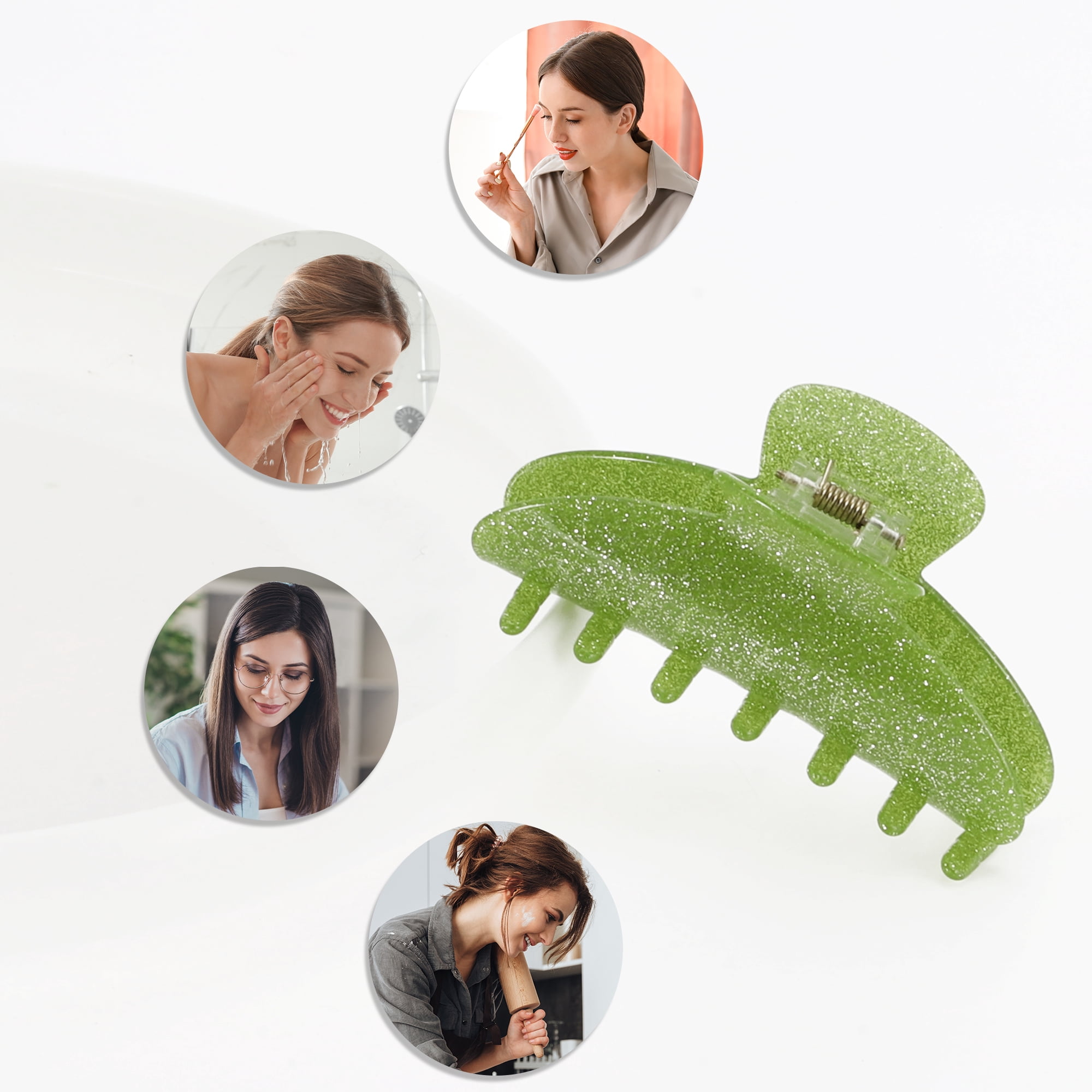 NOMADIC NOOK Women's French Large Hair Caw Clips 3 Pcs Green Beige Brown