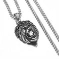 thumbnail image 4 of EOEMY Punk Lion Head Pendant Necklace For Men Gothic Jewelry Stainless Steel Chain 24"-Silver, 4 of 5