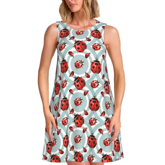 Disketp Insects para Vestido sin Mangas para Mujeres, Vestidos de Verano para Mujeres, Casual y Holgado para la Playa