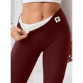 thumbnail image 2 of High Waisted Thicken Leggings for Women - No See Through Tummy Control Cycling Workout Yoga Pants Wine Red Kitten L, 2 of 3
