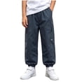 thumbnail image 2 of Bixock Boys Sweatpants High Waist Cargo Pants Kids Jogger Elastic Waist Solid Color Side Pocket Loose Breathable Outdoor Hiking Casual Daily Activity Wear Size 7-8Years, 2 of 6