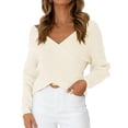 thumbnail image 1 of Suéter Con Hombros Descubiertos, Suéter Con Cuello En V, Suave, Transpirable, Informal, Elegante, De Moda, Color Puro Para Mujeres Para El Trabajo Diario ANGGREK DE1711, 1 of 7