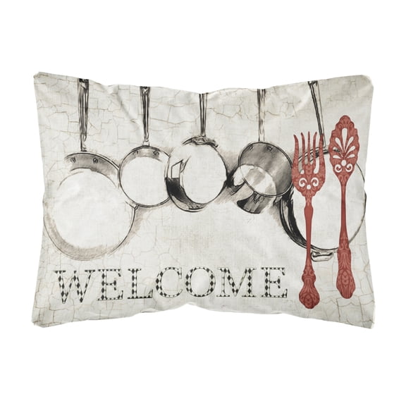 Carolines Treasures SB3087PW1216 Pots and Pans Welcome   Canvas Fabric Decorative Pillow  12H x16W multicolor
