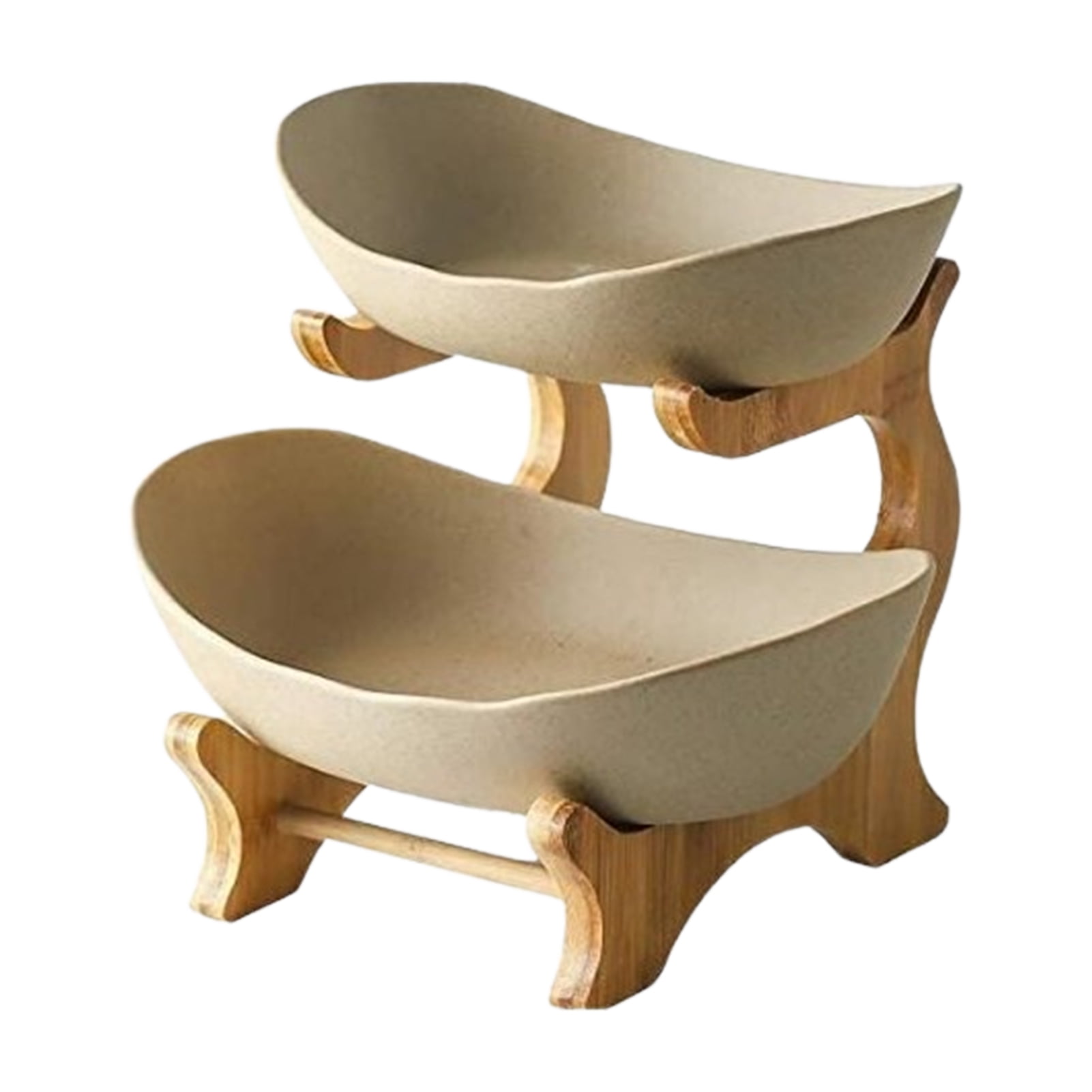 Sukalun Fruit Holder 2 Tiers Wooden Fruit Rack Party Food Server