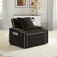 thumbnail image 4 of Lunale 3-in-1 Convertible Sleeper Chair Bed with Charge Ports & Phone Stand, Black Velvet, 4 of 9