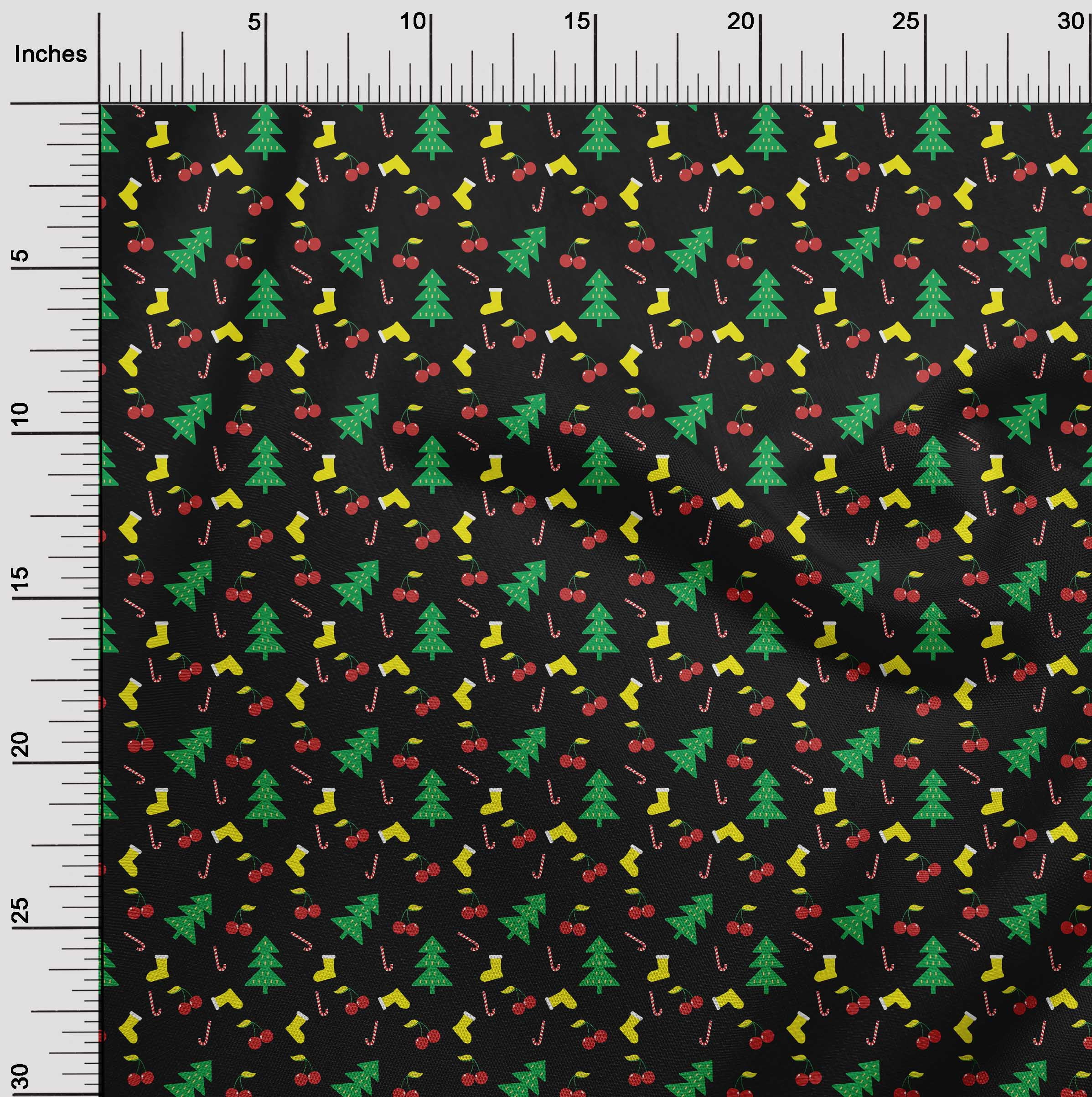 oneOone Georgette Viscose Black Fabric Merry Christmas Quilting Supplies Print Sewing Fabric By The Yard 42 Inch Wide-M3Z