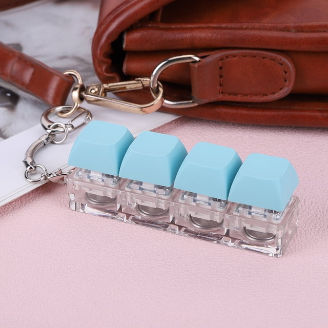 Keyboard Fidget Keychain 4 Keys Keyboard Clicker Toy with LED Light Keyboard Fidget Toy for Adult To Relief Stress Pass The Time