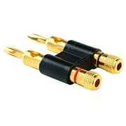 Premium Gold Dual 2 Banana Plug Post Jack Speaker Wire Cable Audio Connector