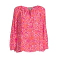 thumbnail image 3 of The Pioneer Woman Blouse Keyhole Crepe Top (Women's), Size 2X, 3 of 5