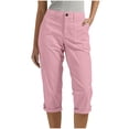 thumbnail image 3 of AGWOLF Dress Capris for Women High Waist Pull On Twill Work Crop Pants Business Casual Slim Leg Capri Trousers with Pockets Pink XXXL, 3 of 8