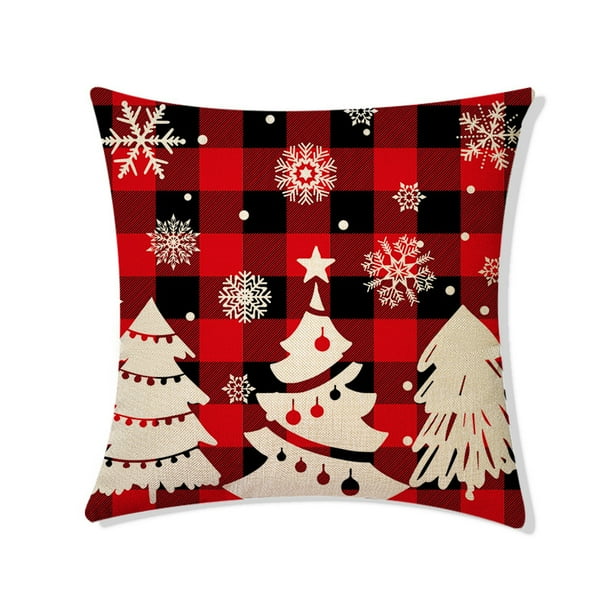 Adornos navidenos fundas de cojines navidenos a cuadros de bufalo rojo cojines navidenos de vacaciones fundas de sofa para el hogar sala de estar dormitorio cojines decorativos 2 piezas JAMW Sencillez