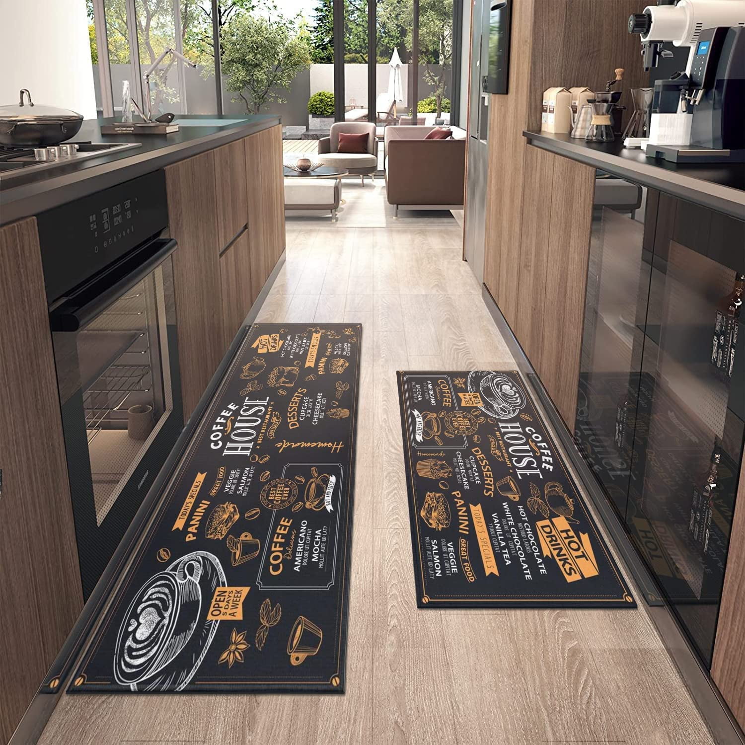 2 Pieces Chef Kitchen Rugs Set Farmhouse Decor Kitchen Mat ，Water