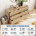 thumbnail image 1 of Solution de Rangement Spacieuse - Commode à 6 Tiroirs pour Chambre - Coffre Cannelé de 47 Pouces de Large avec Poignées Dorées - Grand Organisateur pour Salon, Garde-Robe Ou Entrée - Fini Chêne - Couleur Chêne Naturel, 1 of 7