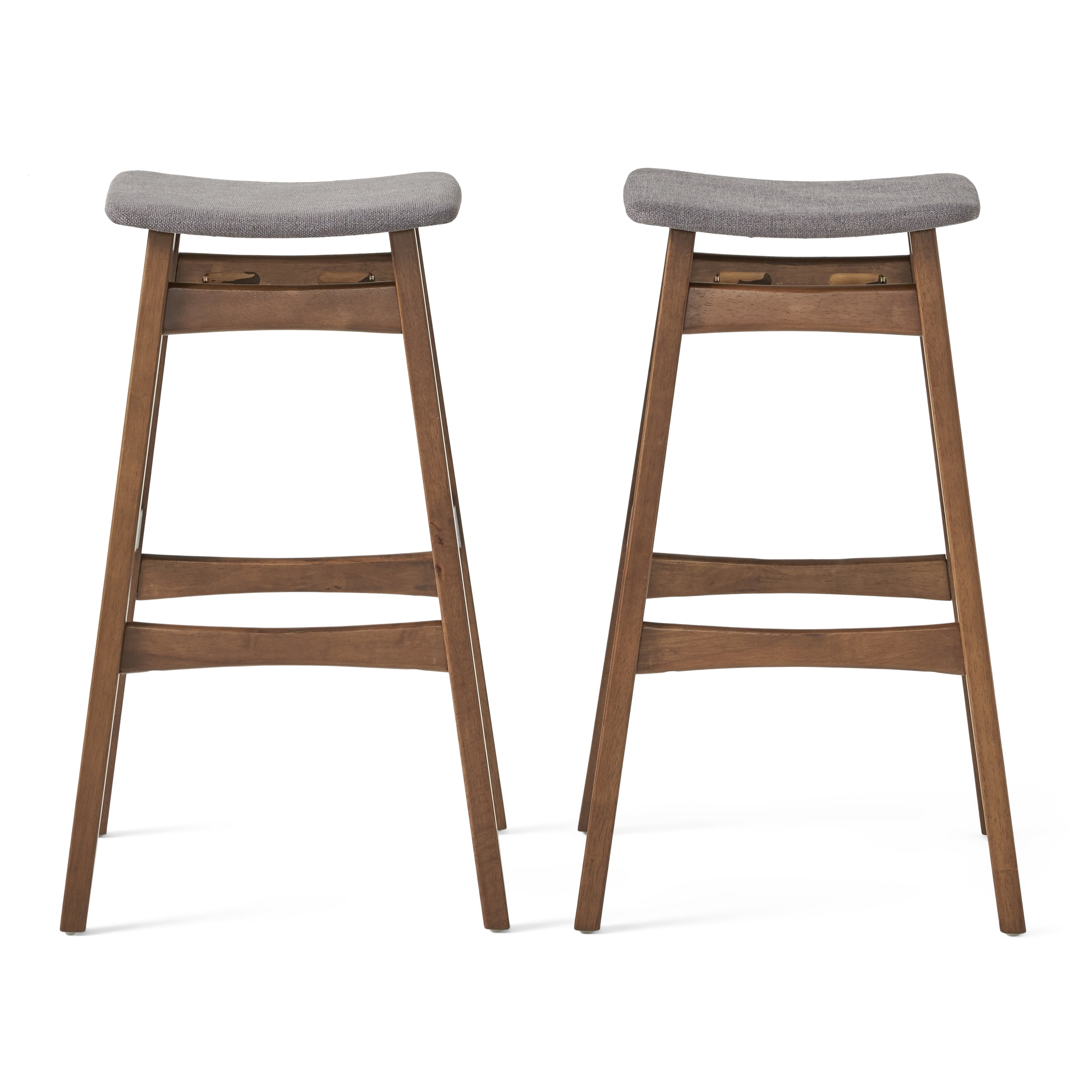 Noble House Evelyn Indoor Fabric Bar Stool, Set of 2, Dark Gray