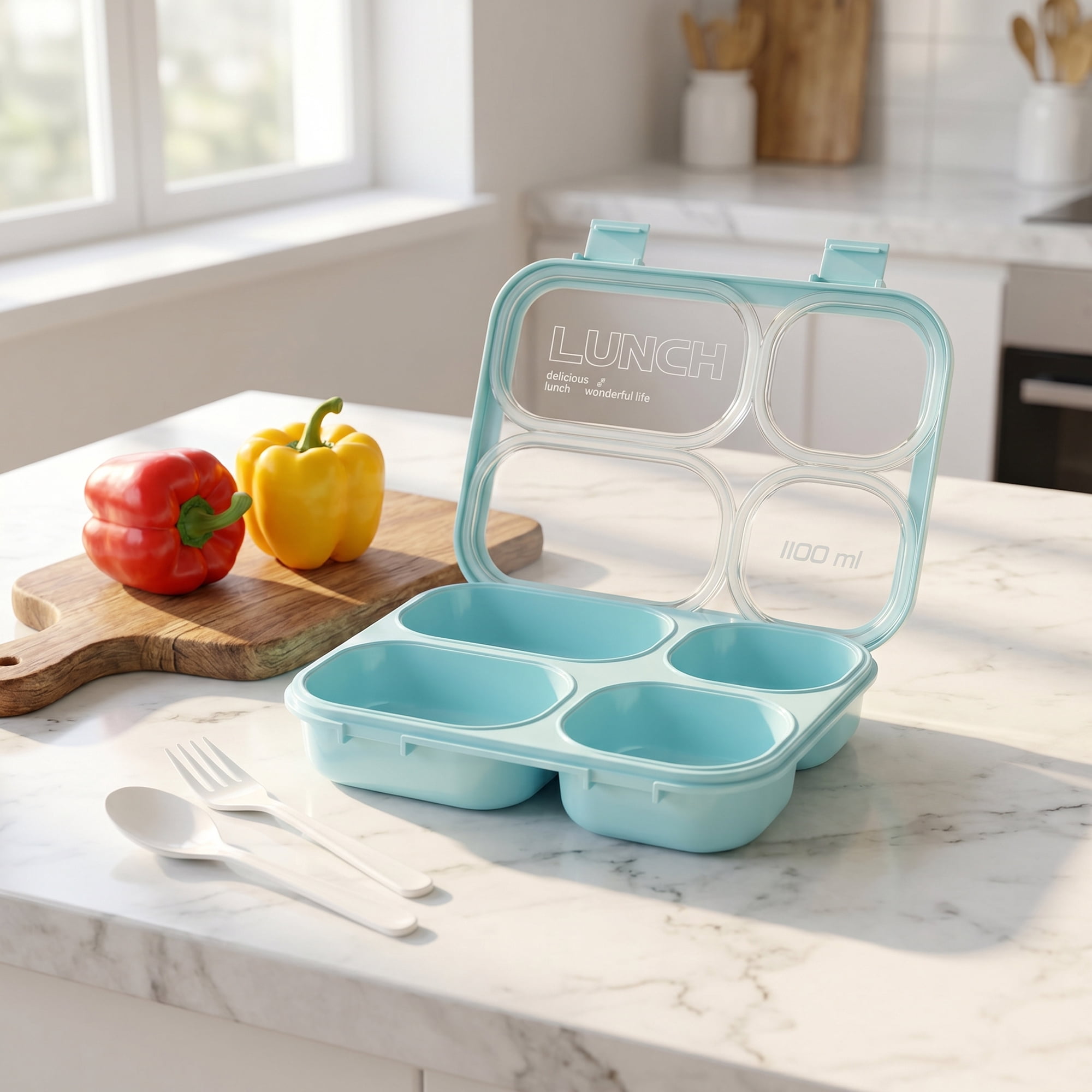 Unique Bargains Clear Lid Leak Resistant Meal Lunch Bento Box for Work Blue-2