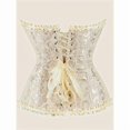 thumbnail image 4 of Corset Tops for Women, Bustier Shapewear Women's Lacing Corset Satin Floral Lace Waist Push Up Body Shaper Vintage, Apricot 2XL, 4 of 6