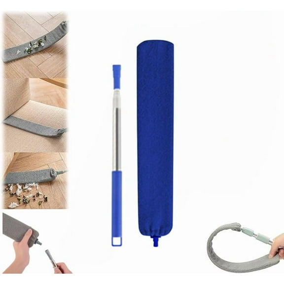 Retractable Gap Dust Cleaner with Reusable Microfiber Cloths,Extendable Duster Brush for Under Furniture, Couch, Ceiling & Blinds,Washable Cleaning Tool for Hard-to-Reach Areas(Royal Blue,4.43in)