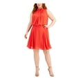 thumbnail image 1 of TAYLOR Womens Red Ruched Zippered Sheer Lined Sleeveless Mock Neck Short Evening Blouson Dress Plus 24W, 1 of 1