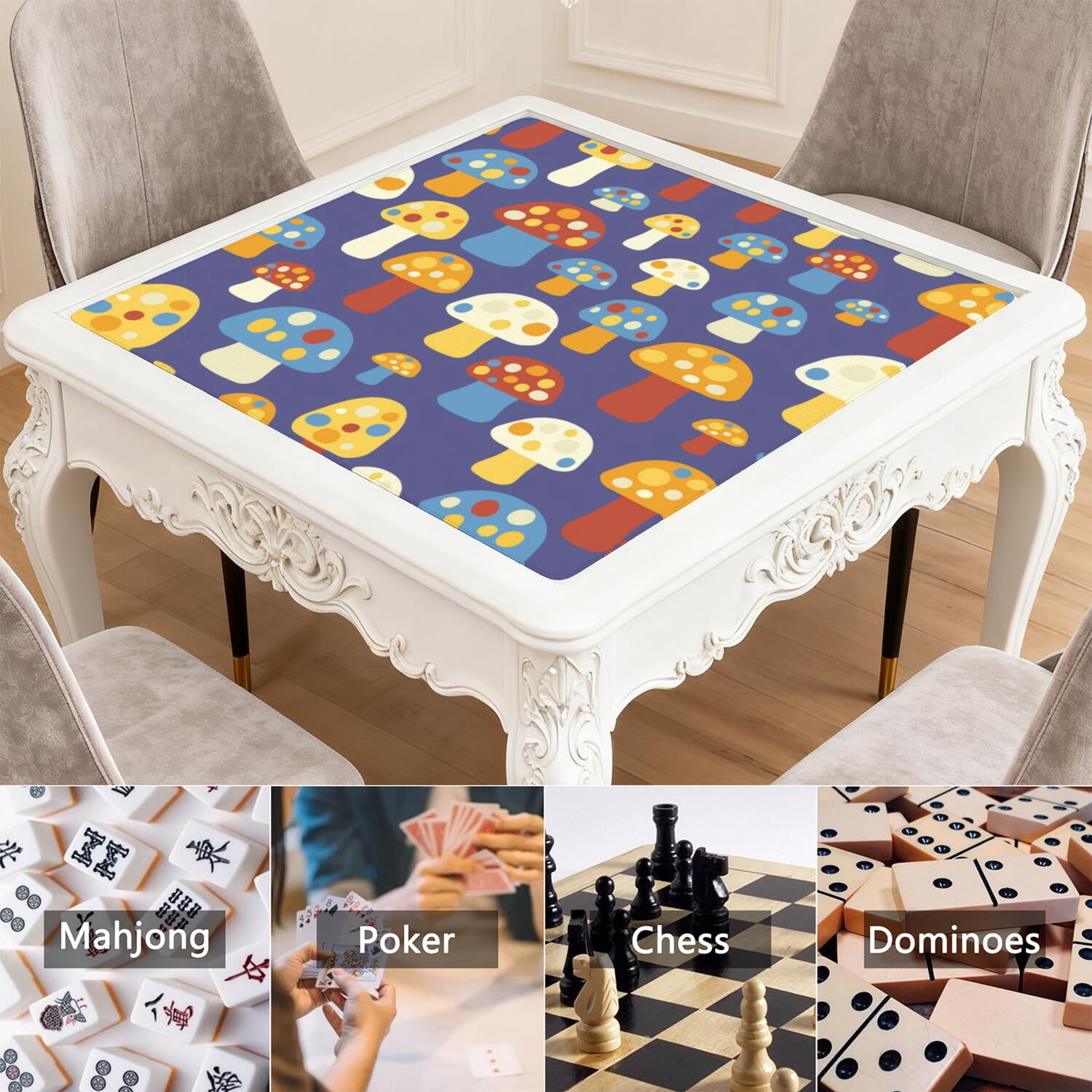 Plants Design Mahjong Table Mat 31.5x31.5 Inches Crafted from Durable Rubber with Anti-Slip Non-Slip Backing and Noise Dampening for Board Games Cards