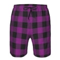 thumbnail image 4 of Naloa Purple Black Plaid Men's Beach Shorts, Surfing shorts, Swim trunks, Quick Dry Swim Trunks for Surfing Beach Fun - XX-Large, 4 of 9