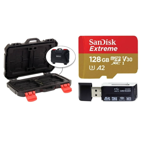 SanDisk 128GB Extreme UHS-I microSDXC Memory Card with SD Adapter   Memory Card Hardcase   Hi-Speed SD USB Card Reader