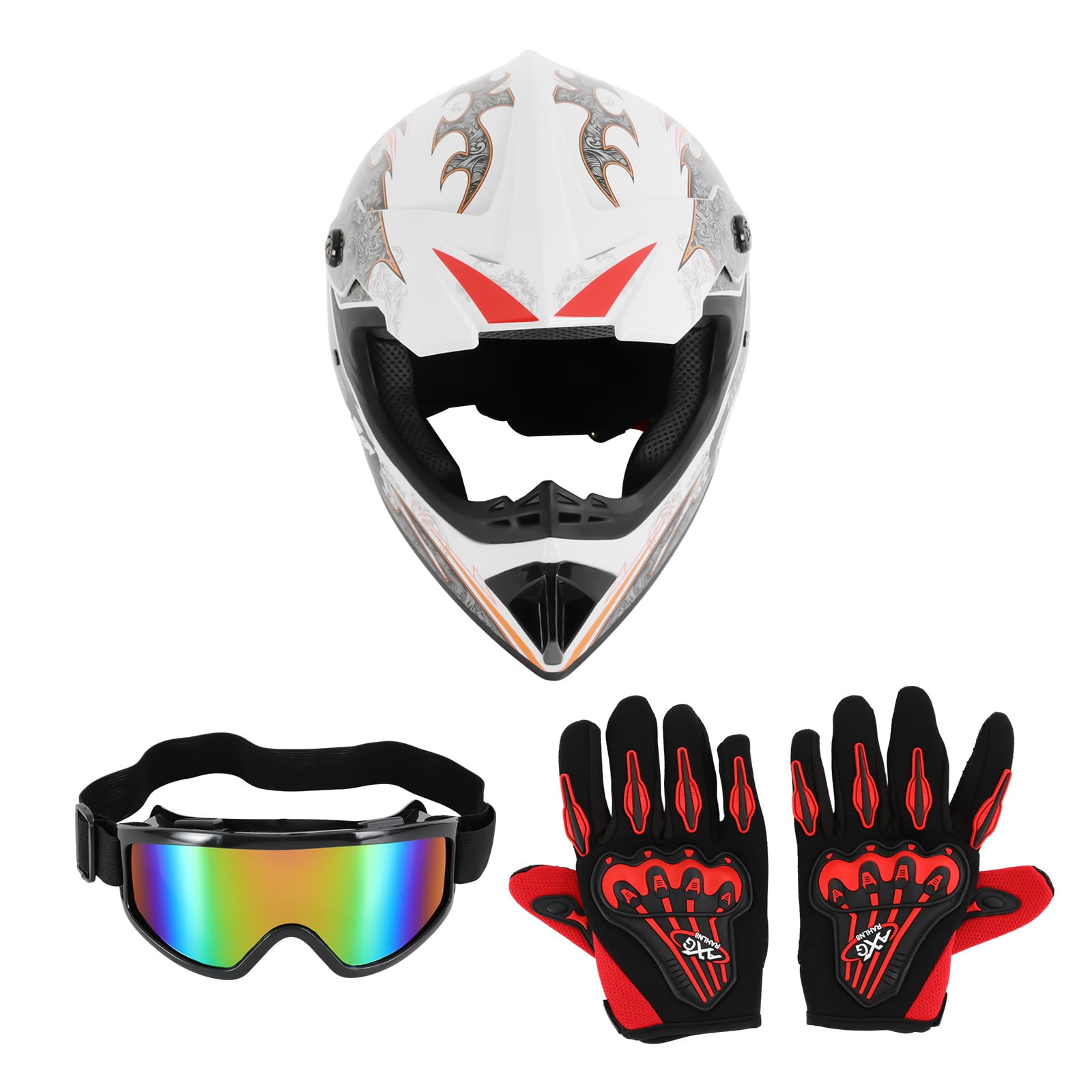 (L)Youth Kids Unisex Motocross Off-Road Helmet Dirt Bike Off-Road Motocross ATV Motorcycle Helmet for Men Women, DOT Approved