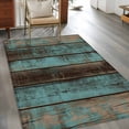thumbnail image 2 of Teal Wood Grain Washable Area Rug 3x5 Farmhouse Board Retro Vintage Strip Low-Profile Large Area Rugs with Non Slip Backing Indoor Floor Carpet for Entrance Living Room Bedroom Home Office, 2 of 9