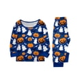 thumbnail image 2 of Halloween Pajamas, Halloween Matching Family Pajamas Blue Pumpkin Ghost Print Long Sleeve 2Pcs Pj Set Soft Sleepwear Nightwear Loungewear Holiday Party Costume Festive Cute Spooky Season for Family, 2 of 7
