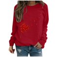 thumbnail image 2 of T-shirt de la Saint-Valentin pour Femmes 2024, Chandails à Col Rond, T-Shirts Décontractés avec Cœur, T-Shirts Graphiques Amples à Manches Longues, Chandails à Enfiler, Hauts Mode pour les Fêtes, T-Shirt, 2 of 5