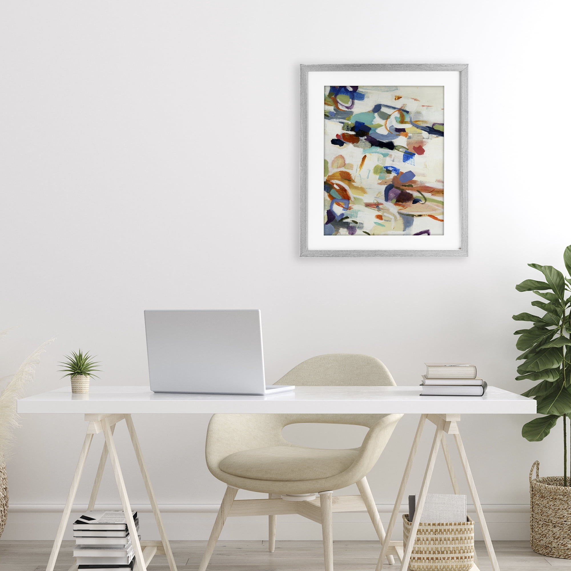 Stupell Industries Flowing Stippled Brushstrokes Gray Framed Print Under Glass, design by Lisa Ridgers