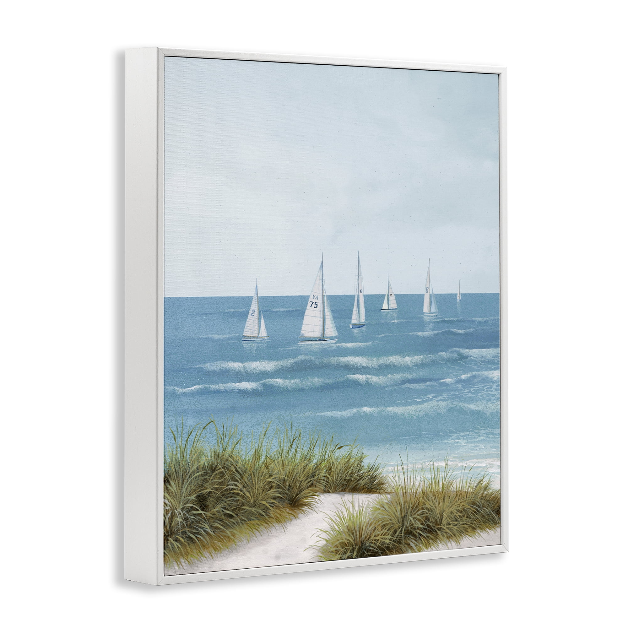 Stupell Industries Sail Away Beach Seascape White Framed Giclee Art, design by Lorenzo Collective